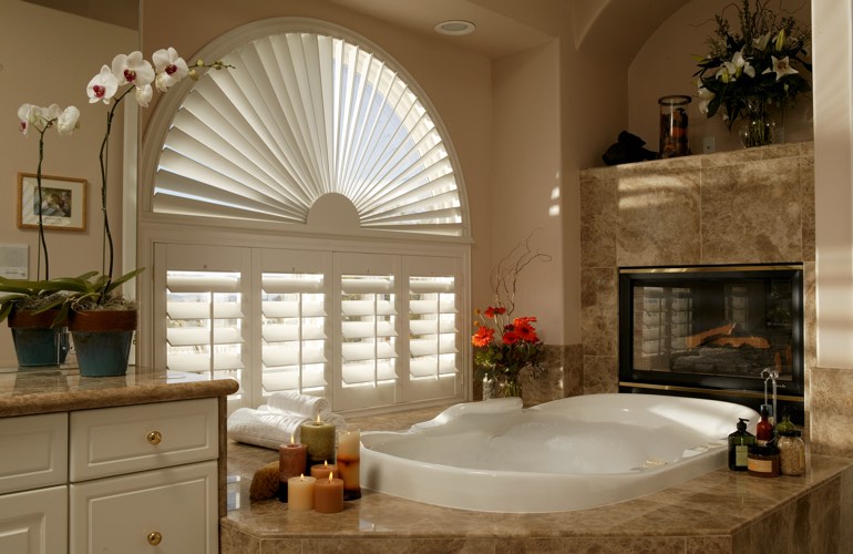 Our Specialists Installed Shutters On A Sunburst Arch Window In Indianapolis, IN